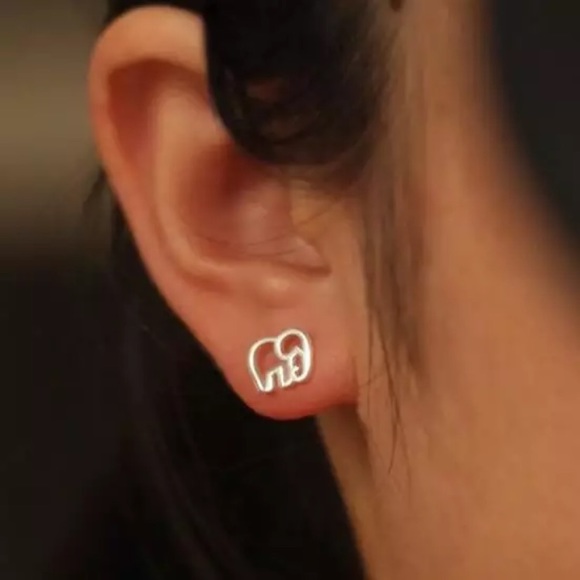 Stainless Steel Elephant Stud Earrings - Picture 3 of 3